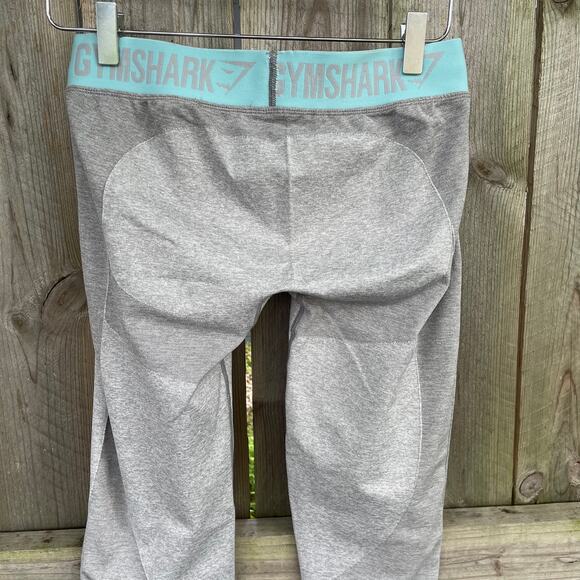 Gymshark Flex High Waisted Leggings Fitted Gym Workout Pants Gray Teal Size XS - Picture 5 of 6